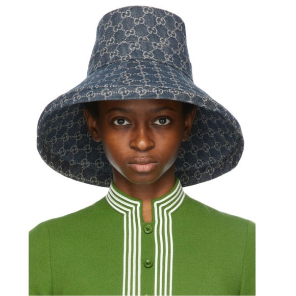 Gucci Eco Washed Denim GG Monogram Brim Hat - Picture 1 of 3